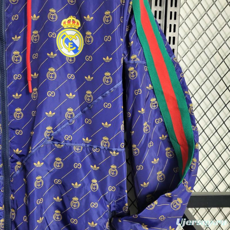 23-24 Real MadridxGUCCI Navy Windbreaker