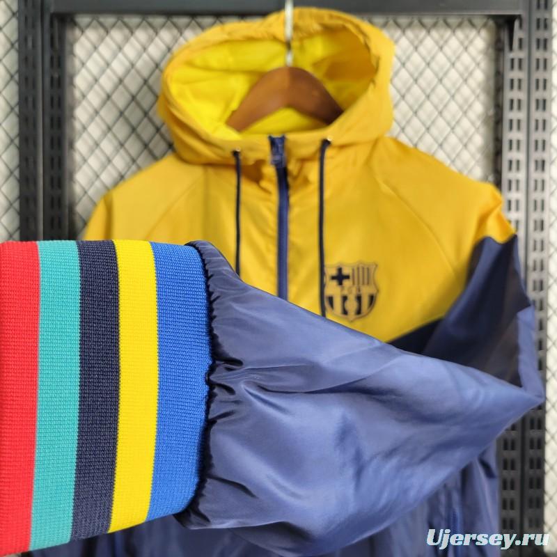 23-24 Barcelona Royal Blue Yellow Windbreaker