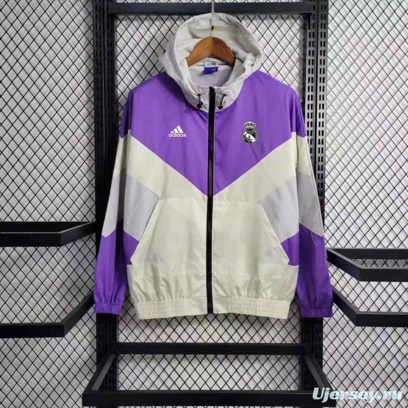 23-24 Real Madrid White Purple Windbreaker