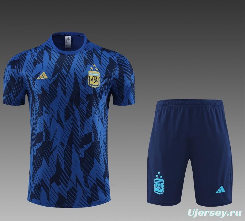 2023 Argentina Navy Stripe Short Sleeve+Shorts