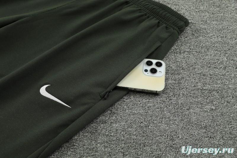 23/24 Barcelona Dark Green Hoodie Half Zipper Jacket+ Pants