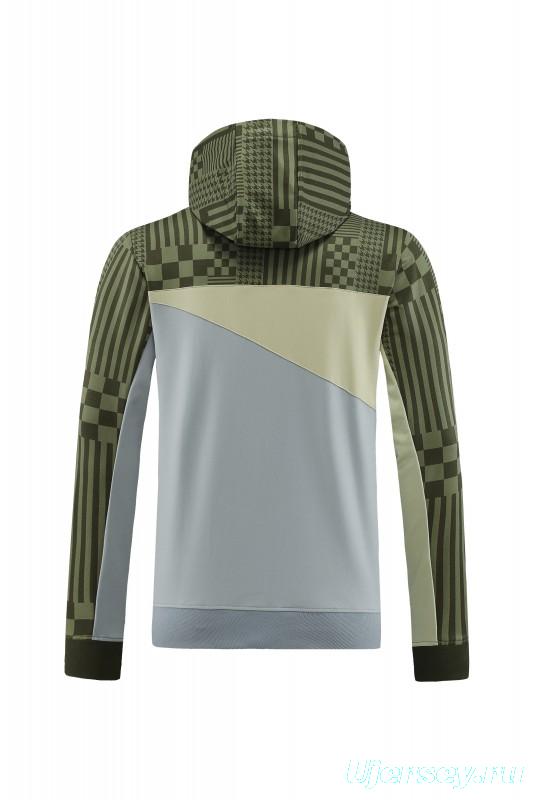 23/24 PUMA Green Grey Hoodie Half Zipper Jacket+Pants