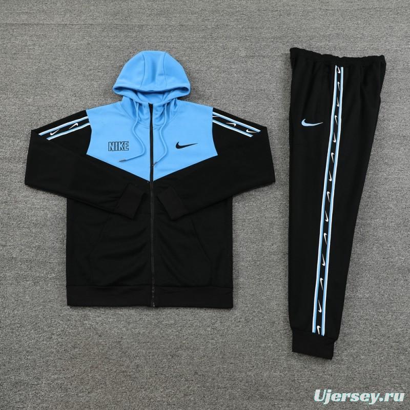 23/24 NIKE Black/Blue Full Zipper Hooide Jacket+Pants