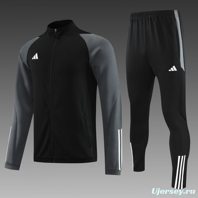 23/24 Adidas Black Grey Full Zipper Jacket+Pants