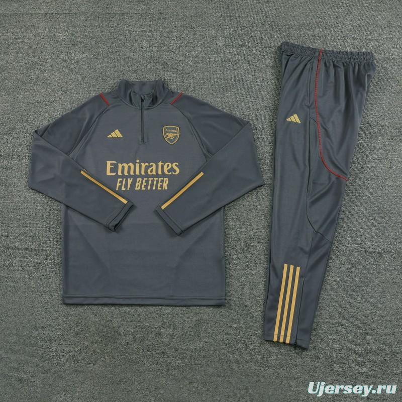 23/24 Arsenal Grey Half Zipper Jacket+Pants