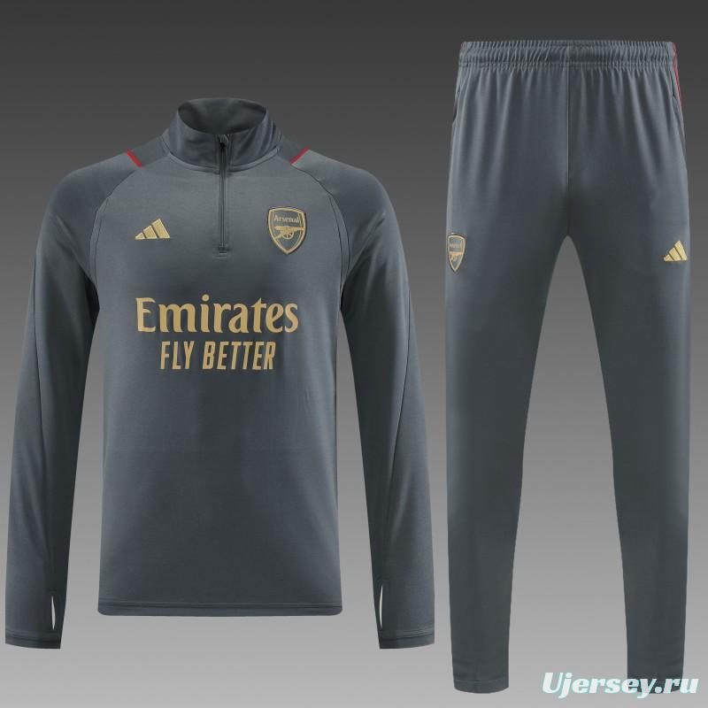 23/24 Arsenal Grey Half Zipper Jacket+Pants