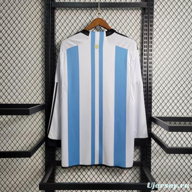 3 Stars 2022 Argentina Home Long Sleeve Jersey