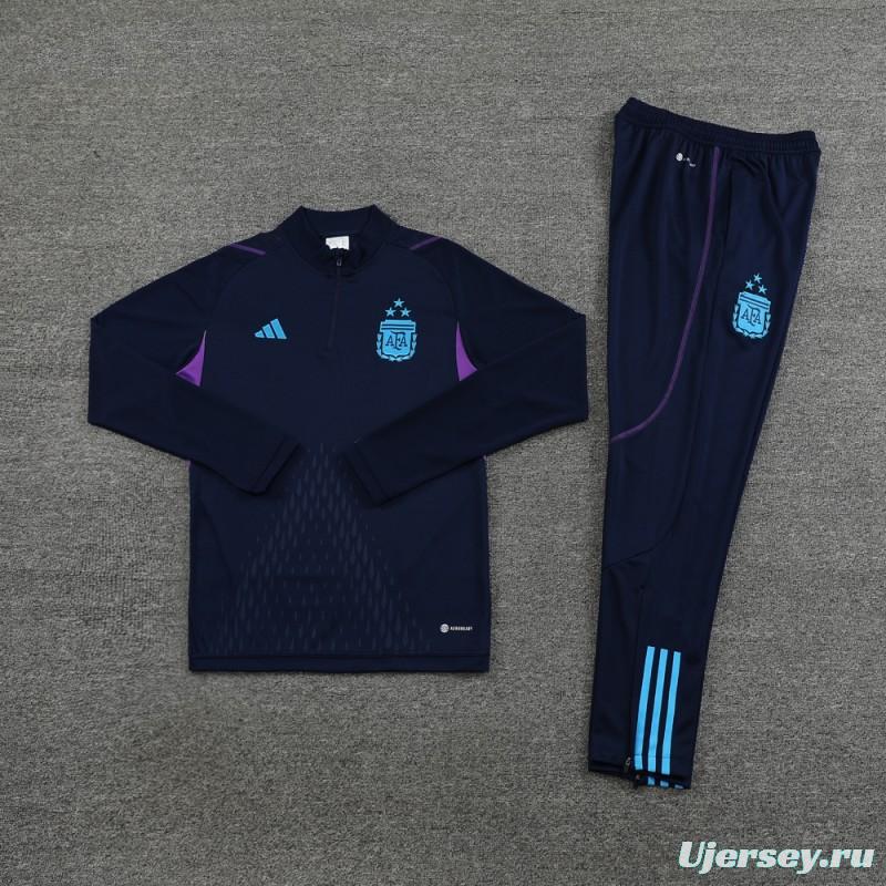 2023 Argentina Navy Half Zipper Jacket+Pants