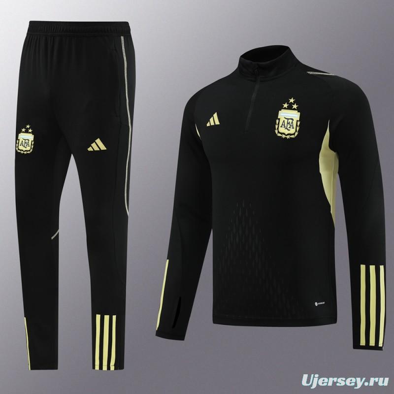 2023 Argentina Black Full Zipper Jacket+Pants