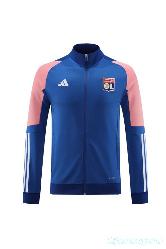 23/24  Olympique Lyonnais Lyon Blue/Pink Full Zipper Jacket+Pants