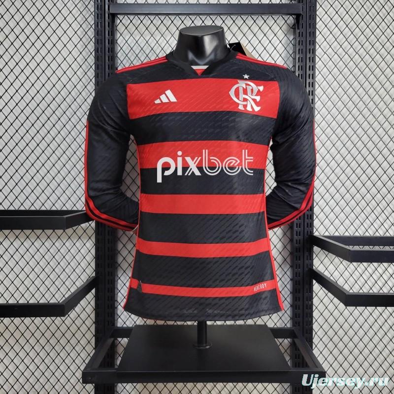 Player Version 24/25 Flamengo Home Long Sleeve Jersey+ All Sponsored