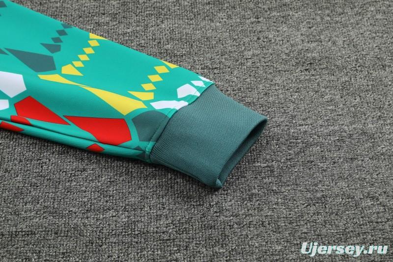2024 Senegal Green Full Zipper Hoodie Jacket+Pants
