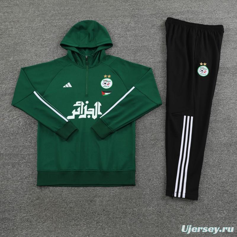 2024 Algeria Green Hoodie  Full Zipper Hoodie Jacket+Pants