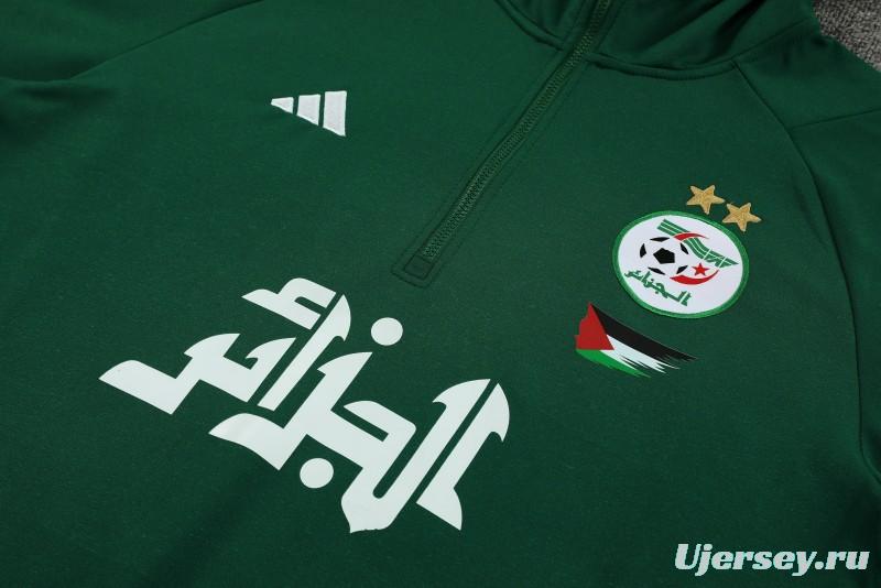 2024 Algeria Green Hoodie  Full Zipper Hoodie Jacket+Pants