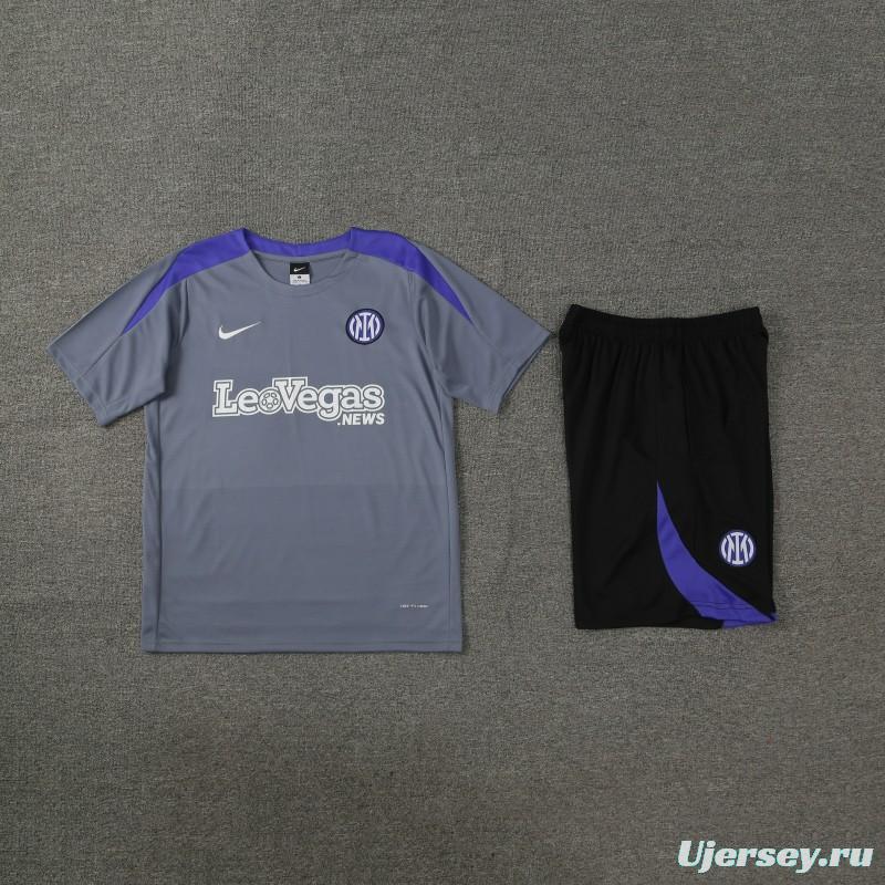 24/25 Inter Milan Grey Short Sleeve Jeresy+Shorts