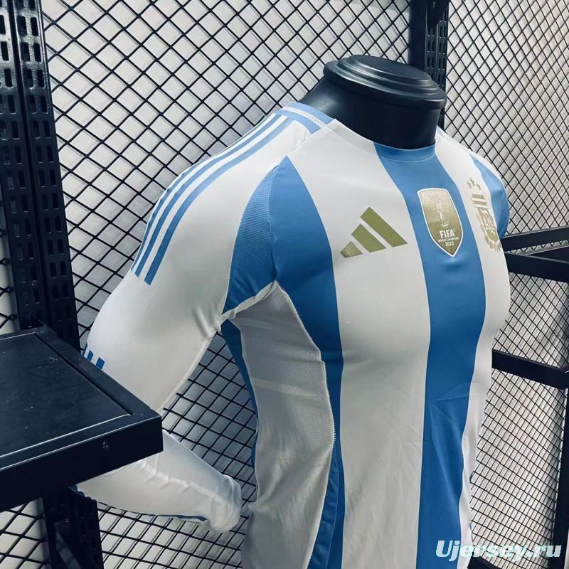 Player Version 2024 Argentina Long Sleeve Home Jersey