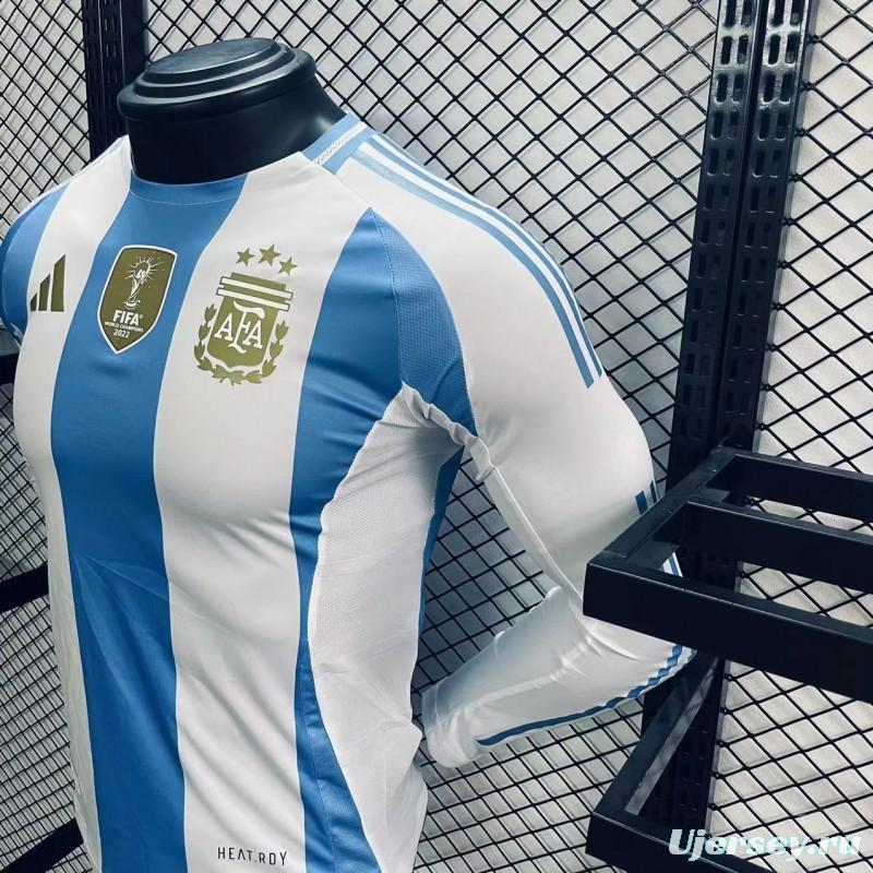 Player Version 2024 Argentina Long Sleeve Home Jersey