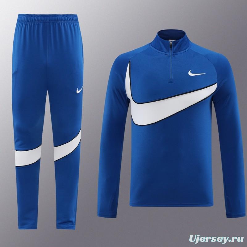 2024 Nike Blue/White Half Zipper Jacket+Pants