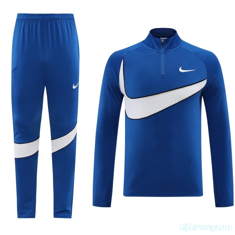 2024 Nike Blue/White Half Zipper Jacket+Pants