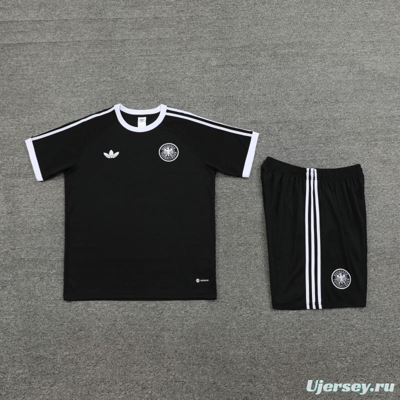 2024 Germany Black Cotton Short Sleeve Jersey+Shorts