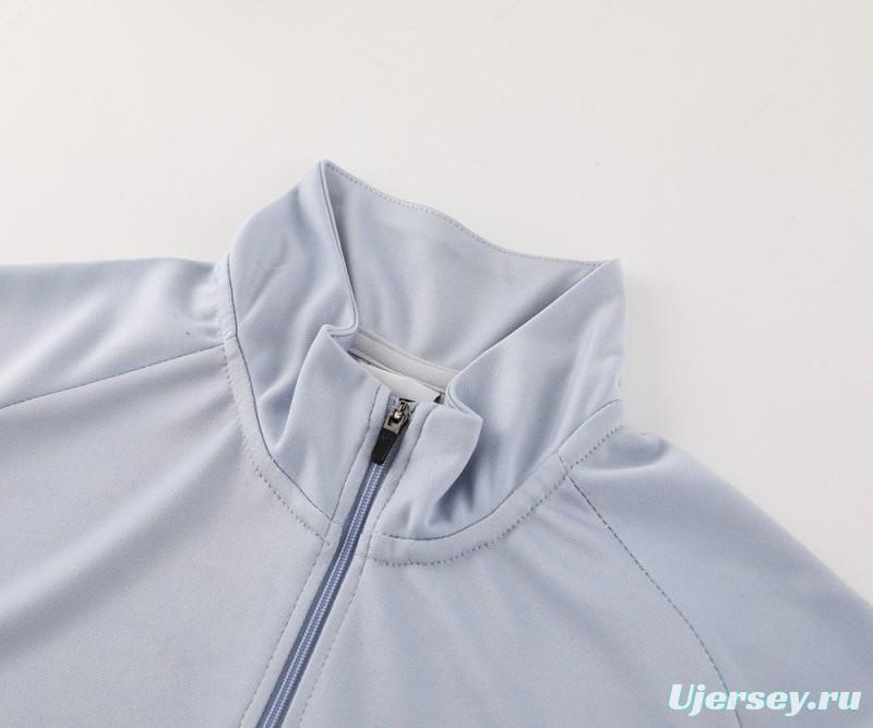 2024 Nike Light Blue Half Zipper Jacket+Pants