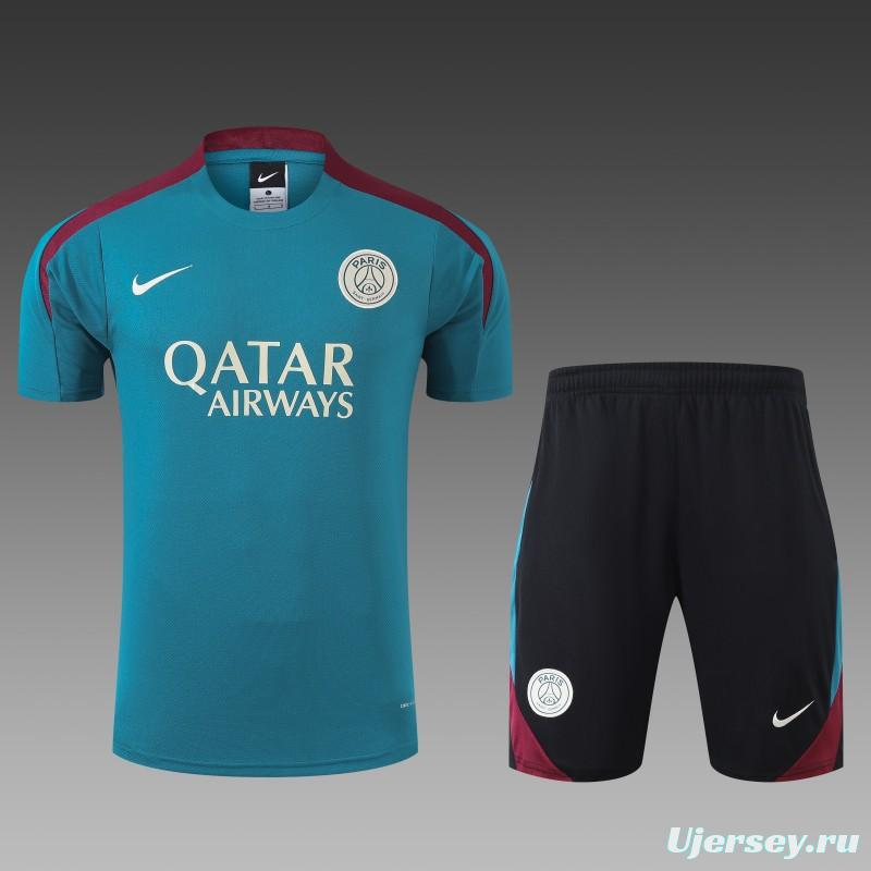 23/24 PSG Cotton Blue  Short Sleeve Jersey+Shorts