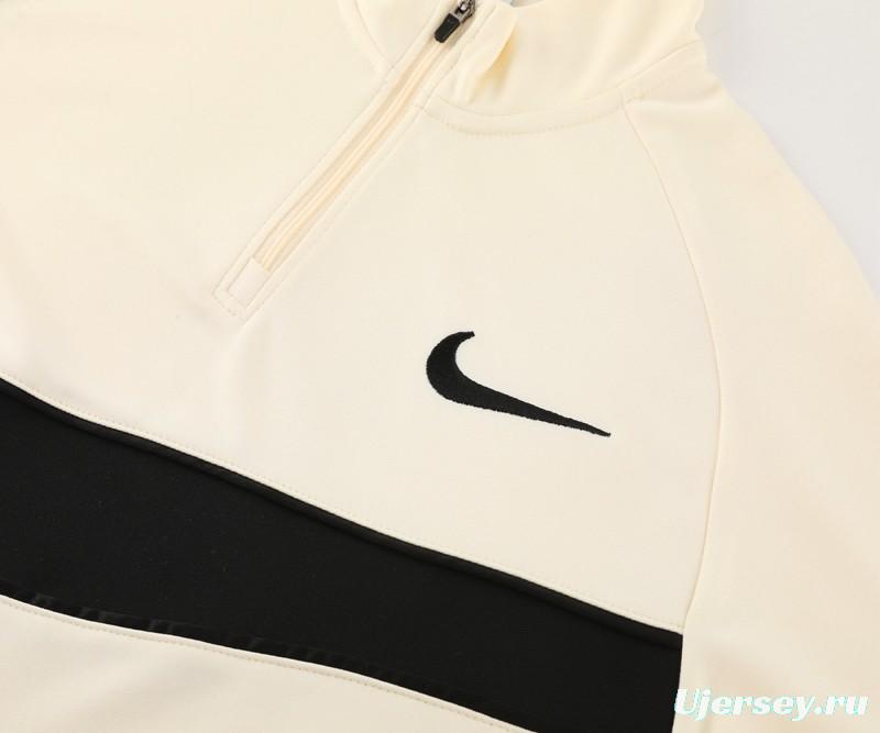 2024 Nike Light Yellow/Black Half Zipper Jacket+Pants