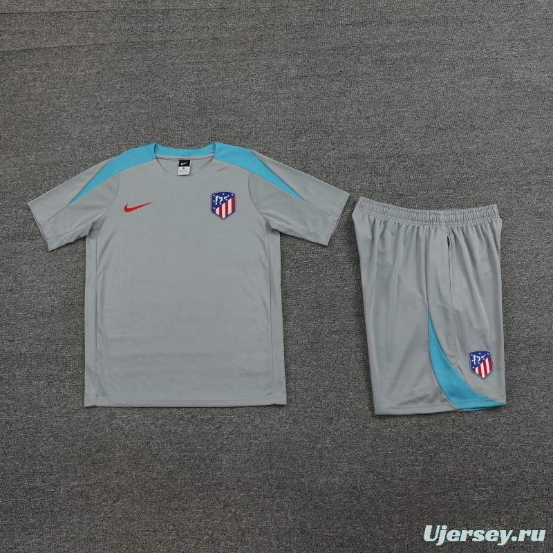 23/24 Atletico Madrid Grey Cotton Short Sleeve Jersey+Shorts