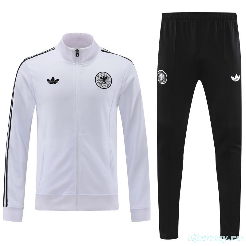 2024 Germany White Full Zipper Jacket +Long Pants