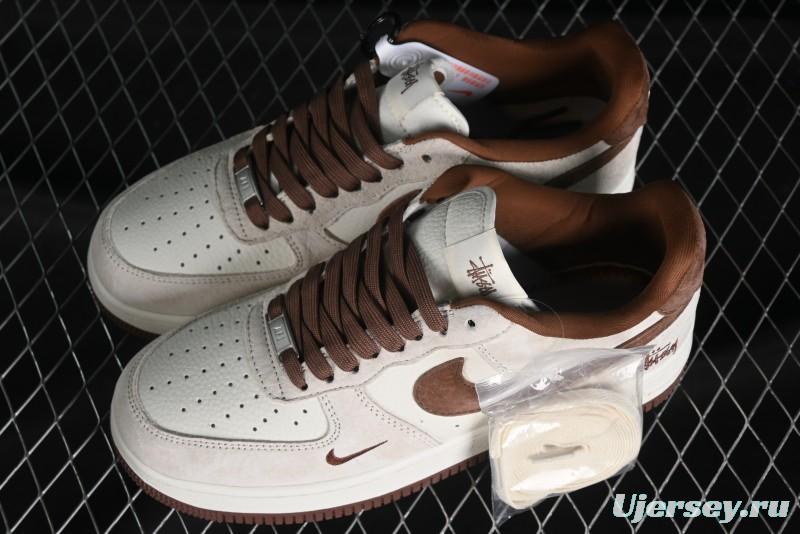 Nike Air Force 1 '07 Low Stussy Collaboration - Coffee Pig Suede Low-Top Casual Sneakers - HD1968-017