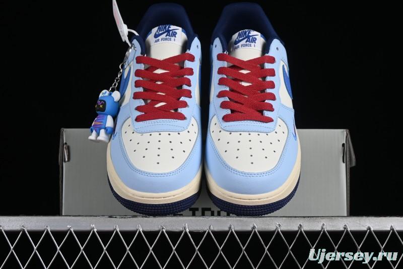 Nike Air Force 1 '07 Low Custom Casual Sneakers "Joker Red" with Full-Length Hexagonal Air Cushion - XL2402-333