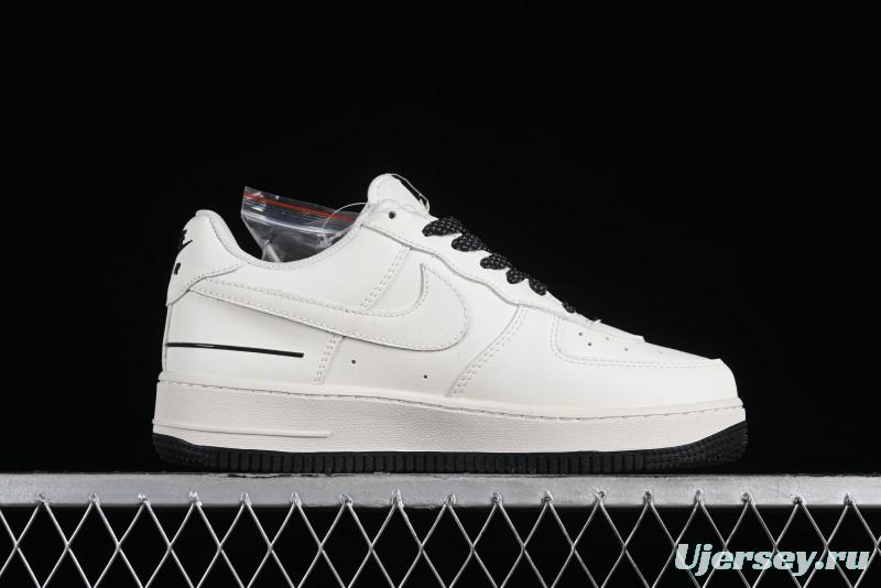 Nike Air Force 1'07 Low Beige and Black Stars Casual Sneakers