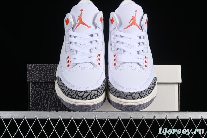 Nike Air Jordan 3 Retro Sneakers in White and Peach Orange - CK9246-121