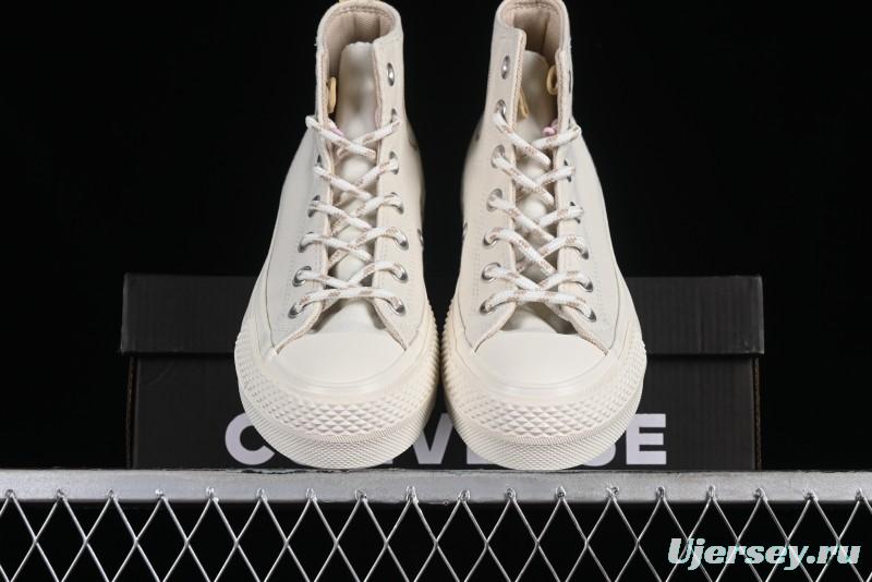 Converse Chuck All Star Lift Platform Utility White High Top Breathable Canvas Casual Shoes - A08767C