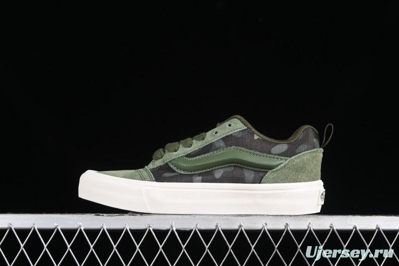 Vans Classics Knu Skool Camo Army Green Chunky Tongue Platform Sneakers - VN0007QC0WD