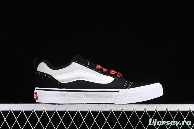 Vans Classics Knu Skool Patchwork Letter Lace-Up Chunky Tongue Platform Sneakers - VN0009QCBLK
