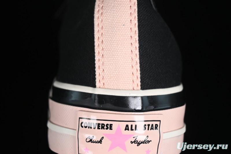 Converse Chuck 70s High Top Canvas Sneakers with Chain Accents in Black & Pink - A09539C