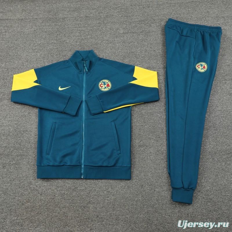 24/25 Club America Green/Yellow Full Zipper Jacket +Long Pants