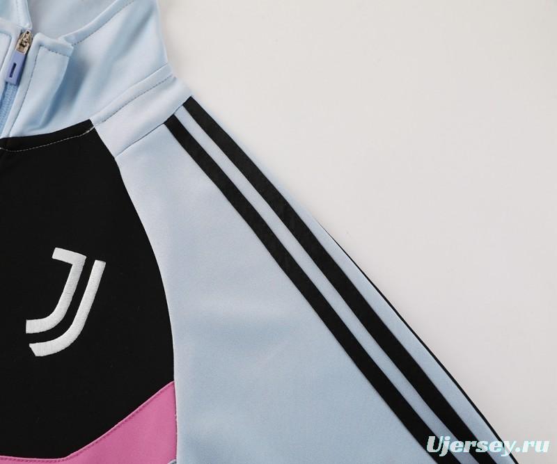 24/25 Juventus Light Blue/Black Full Zipper Jacket +Long Pants