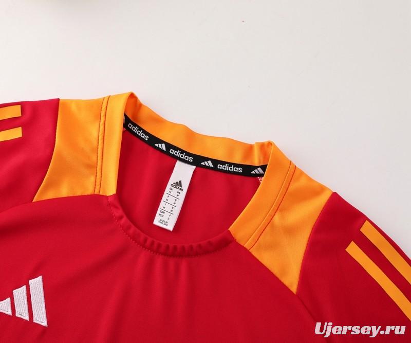 2024 Adidas Red/Yellow Short Sleeve Jersey+Shorts