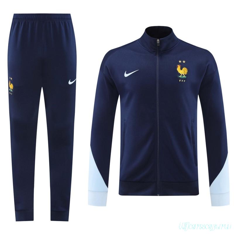 2024 France Navy Full Zipper Jacket +Long Pants