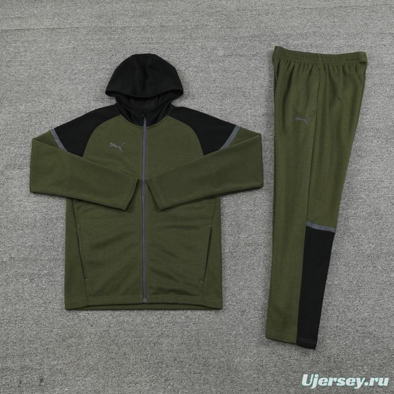 2024 Puma Dark Green Full Zipper Jacket +Long Pants