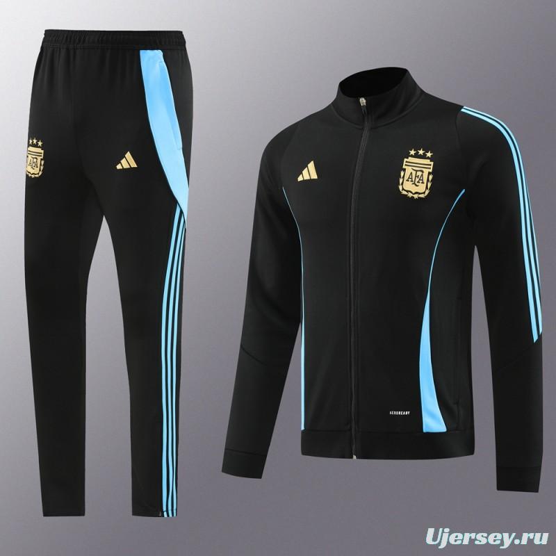 2024 Argentina Black Full Zipper Jacket +Long Pants