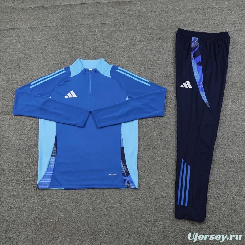 2024 Adidas Blue Half Zipper Jacket +Long Pants