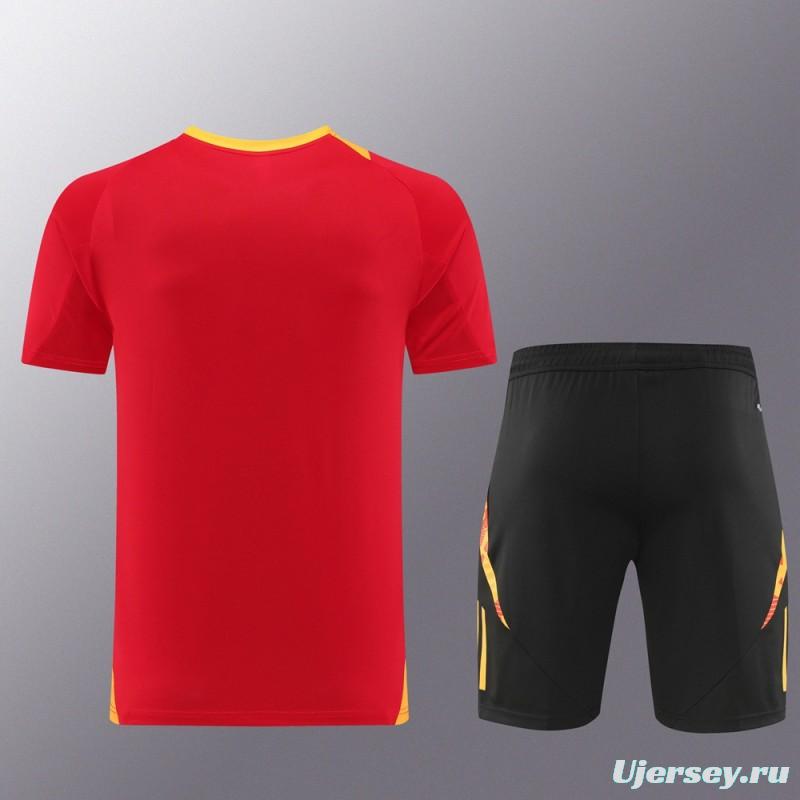 2024 Adidas Red/Yellow Short Sleeve Jersey+Shorts