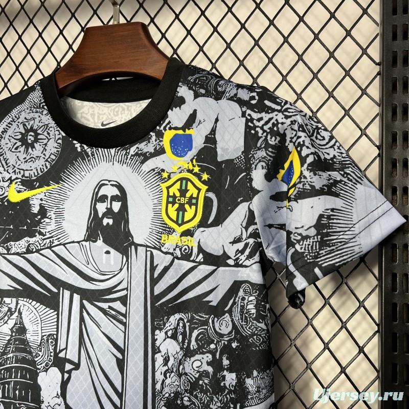 2024 Kids Brazil Christ The Redeemer Grey Special Jersey