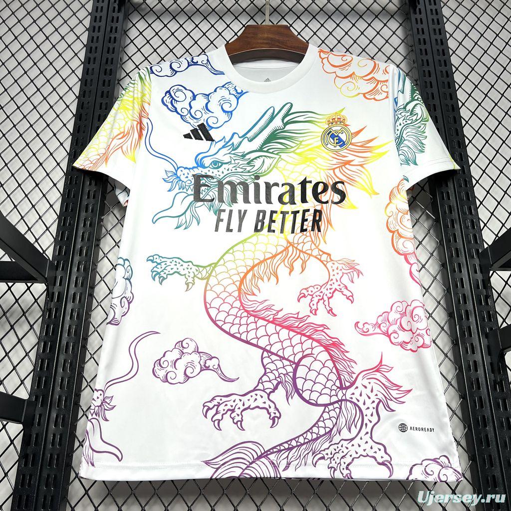 24/25 Real Madrid White Multi-Color Dragon Special Jersey