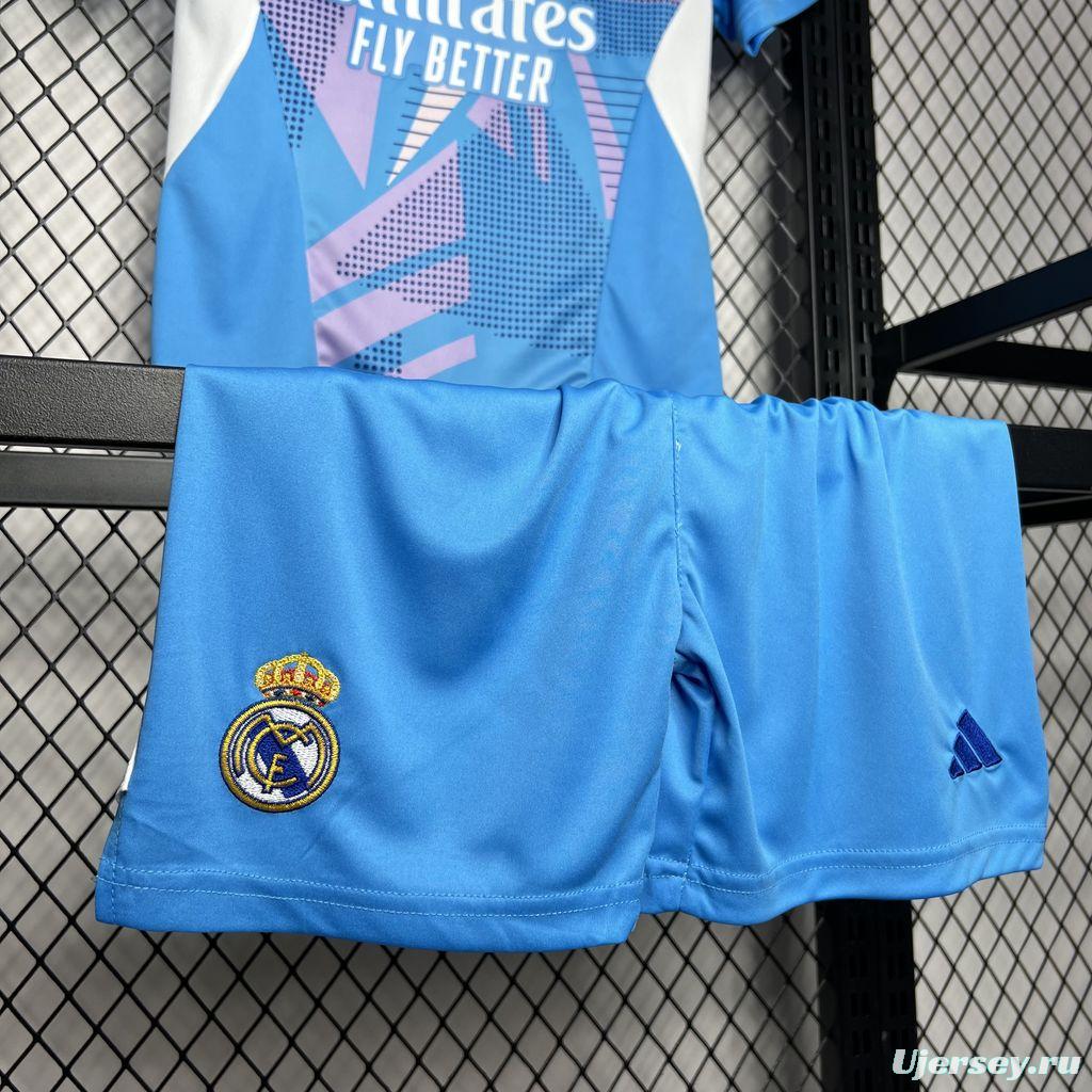 24/25 Kids Real Madrid Blue Goalkeeper Jersey