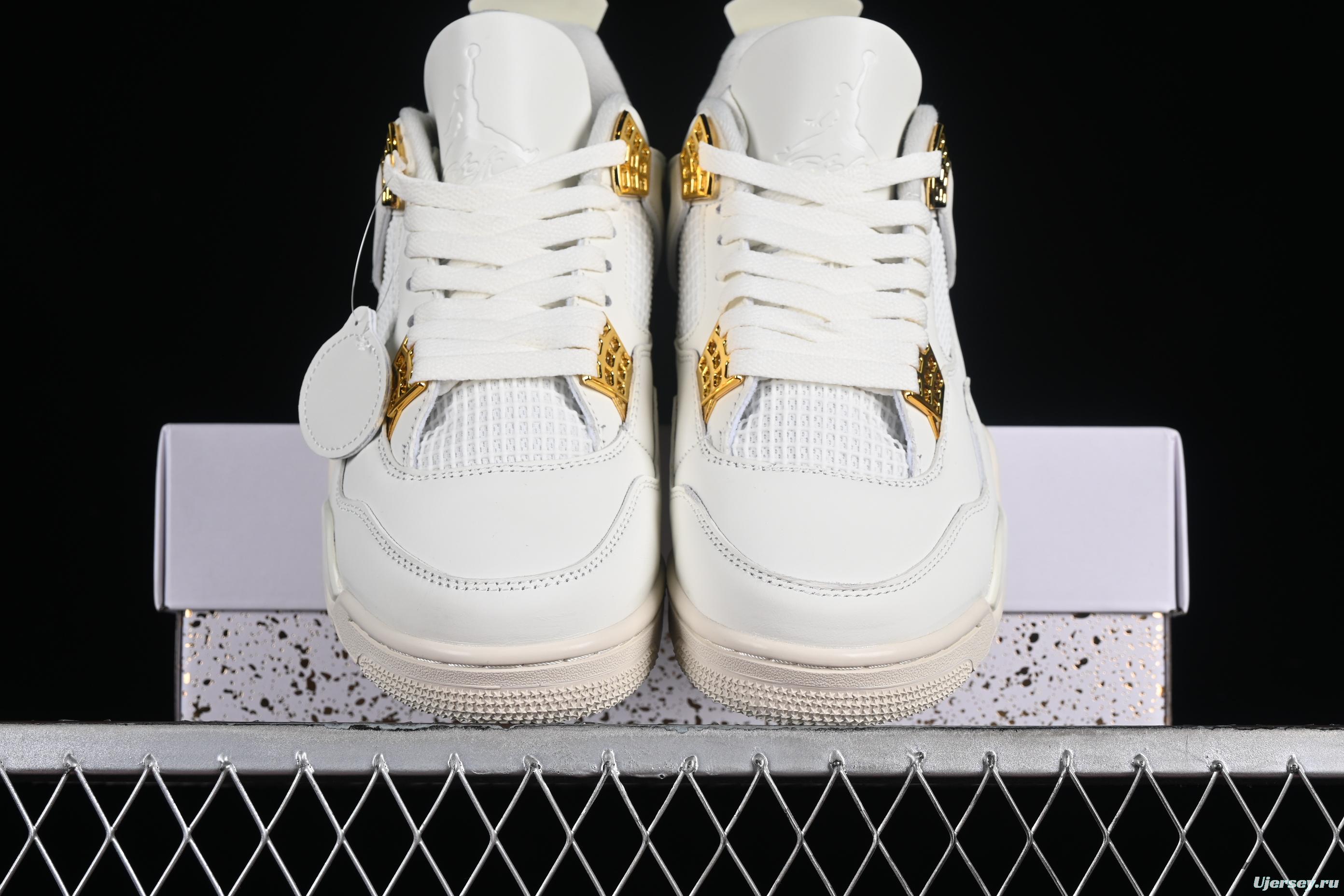Nike Air Jordan 4 Retro Sneakers with Metallic Gold Accents - AQ9129-170