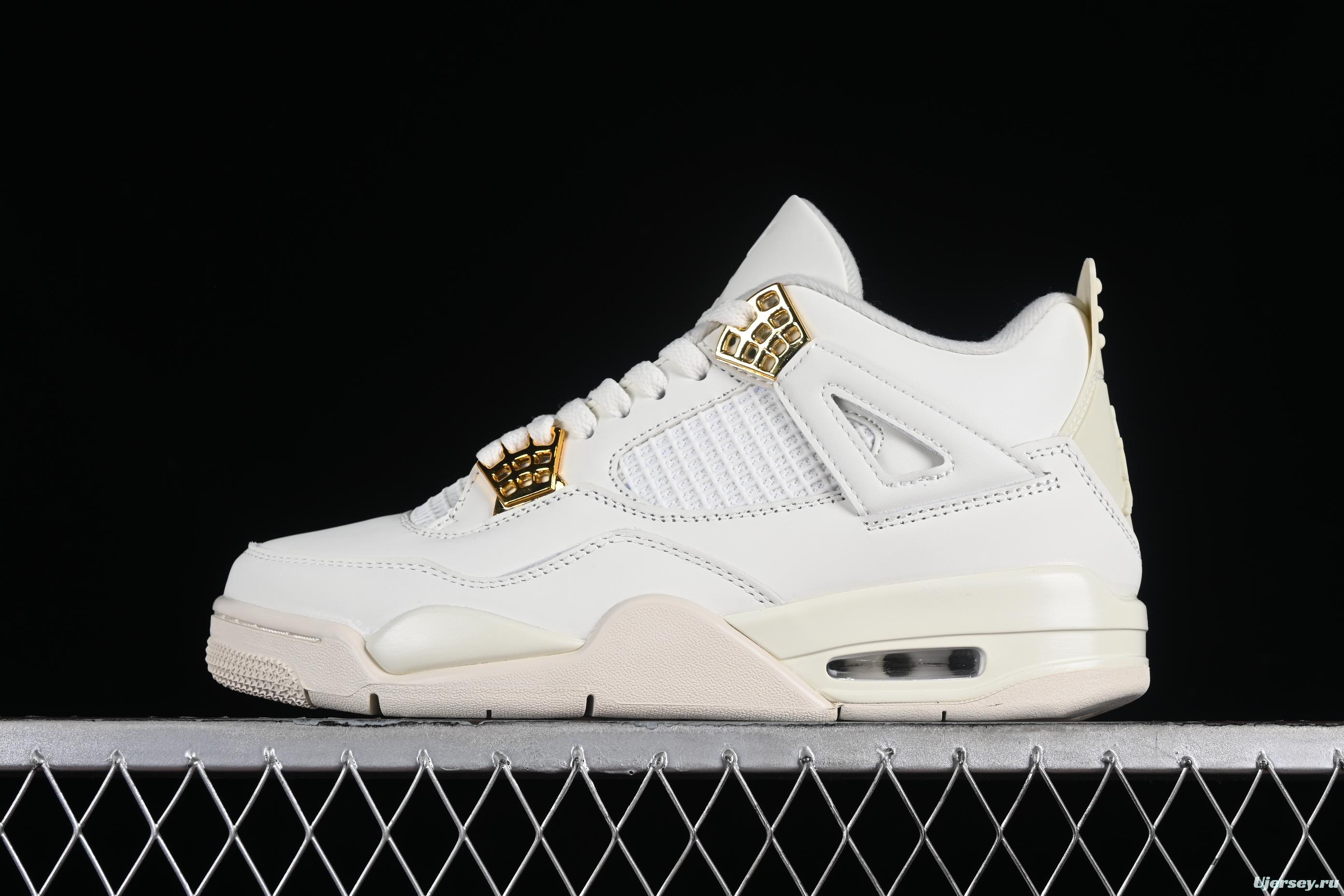 Nike Air Jordan 4 Retro Sneakers with Metallic Gold Accents - AQ9129-170